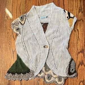 Elegant light blue and Green Knit Cardigan